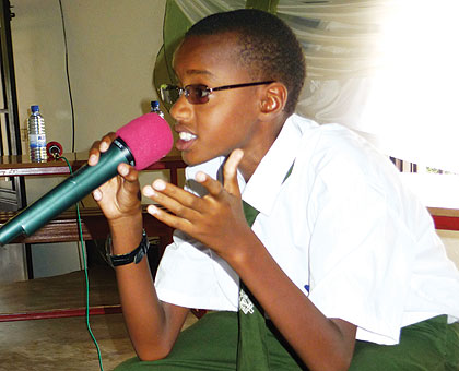 This student entertained fellow students by mimicking the President. Education Times/Allan Brian Ssenyonga