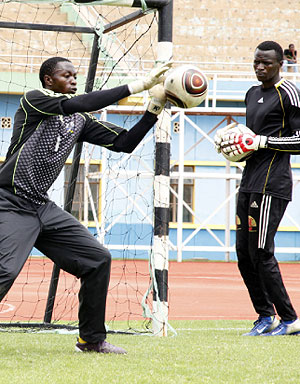APRu2019s goalkeeper Jean Luc Ndayishimiye (L) has been ruled of action for several months. The club will now rely on Jean Claude Ndoli (R). The New Times / File.