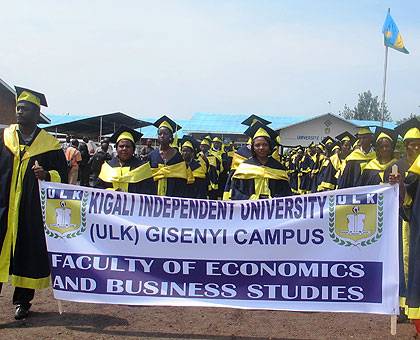 ULK students during yesterday's graduation. The New Times/Sam K. Nkurunziza.