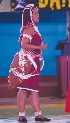 A Namibian traditional dancer takes  to the stage during the festival.