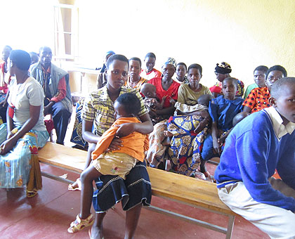 Patients wait for the doctor at Gishubi Health Centre. The New Times/ Jean Bucyensege. 