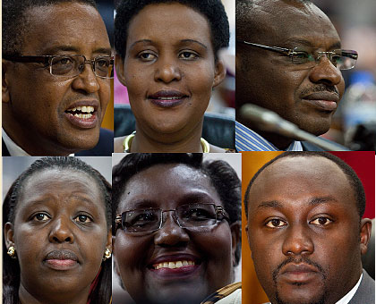 Prof. Silas Lwakabamba, Oda Gasinzigwa, Amb. Claver Gatete, Dr Anita Asiimwe, and Evode Imena.