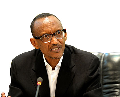 President Kagame during yesterdayu2019s news conference. The New Times/Village Urugwiro. 