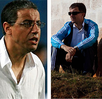 L-R: Kenyan head coach Adel Amrouche, Coach Milutin Micho. The New Times /  T. Kisambira. 