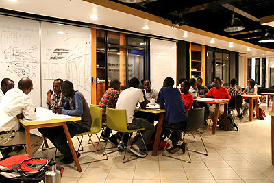 IT enthusiasts share ideas at kLab in Kigali. The New Times/File.
