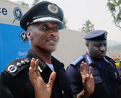Ugandan Police chief, Lt. Gen. Kale Kayihura talks to the press in Kigali last week. Sunday Times / John Mbanda.