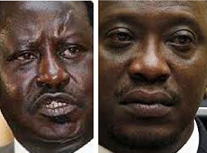 L-R: Raila Odinga, Uhuru Kenyatta