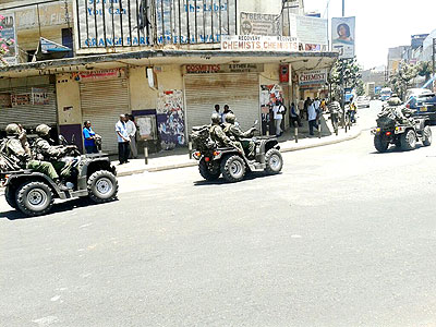A photo that was trending on social media yesterday shows military officers patrol streets in Nairobi on squad bikes. The Kenyan government said it would leave nothing to chance to ens....