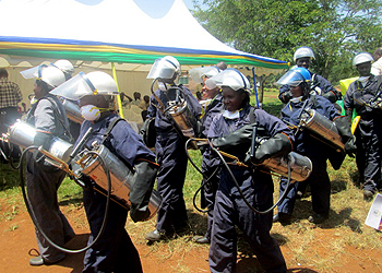 A team from the Health Ministry spray Bugesera residences recently during an anti-malaria campaign. The New Times/File.