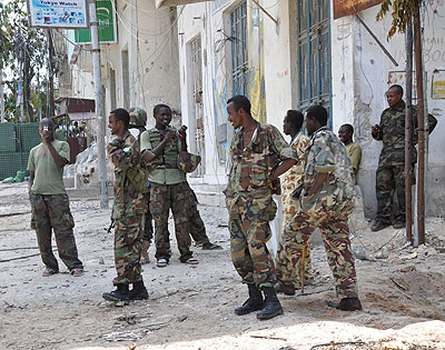 Somali government troops in Mogadishu in a past photo. Net photo.
