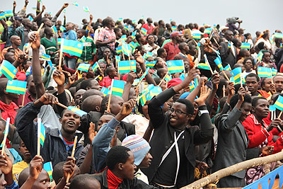 Nyamagabe residents welcome President Kagame during his visit to the Southern Province mid last month. Opinion is divided over his plans to call it quits in 2017. The New Times/File.