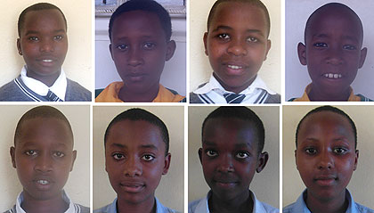 L-R ( Top row): Brenda, Mutoni,Lillian,  Manzi. L-R ( Bottom row):Tony, Uwase, Akilla, Ishimwe.     