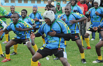 Silverbacks displaying their trademark celebrations in a CAR tournament last year at Amahoro stadium. The New Times / T. Kisambira