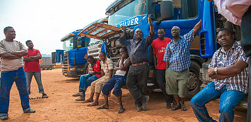 Long distance truck drivers await clearance at Magerwa. The New Times/  File.
