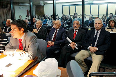 The church rejected claims by Jorge Videla, third from right, ex-head of the junta, on the role that bishops played. Net photo