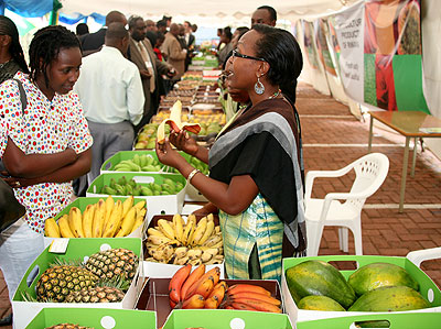 Rwandan exhibitors at a previous agribusiness gathering in Kigali. The New Times/ File.