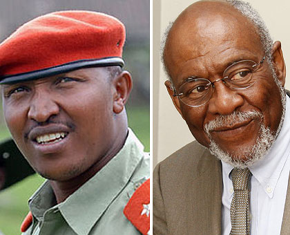 Ntaganda (L), who has sought refuge at the American Embassy in Kigali, will be picked up by ICC officials , according to Amb. Carson (R).  The New Times/ File. 