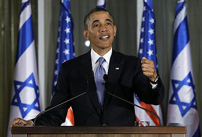 President Barack Obama gestures as he speaks during a joint news conference with Israeli Prime Minister Benjamin Netanyahu, Wednesday, March 20, 2013, at the prime ministeru2019s residen....