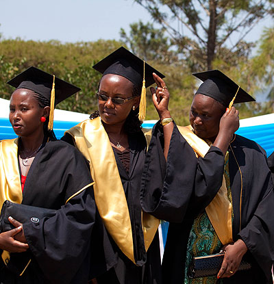 INILAK graduates during a past ceremony. Some institutions of higher education take months before giving their former students testimonials. The New Times/ Timothy Kisambira.
