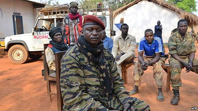 Colonel Christian Djouma Narkoyo, a SELEKA military chief, in Grimari, Central African Republic.  Net photo.