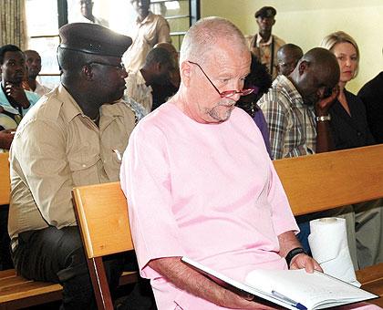 Peter Erlinder during a court session in Rwanda. Sunday Times/File.