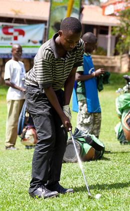 Twenty-two year old Aphrodis Nyirinkwaya started playing competitive golf four years ago but he is now the Rwanda Open champion.  The New Times / T. Kisambira.