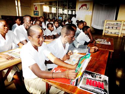 Students read in a school library.  The New Times/  Jean P. Bucyensenge.