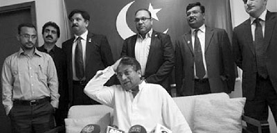 Musharraf speaks to a journalist upon his arrival in Karachi; He returns to Pakistan amid death threats. Net photo.
