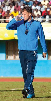 Micho cools himself down before the second half kick off. The New Times/T. Kisambira.
