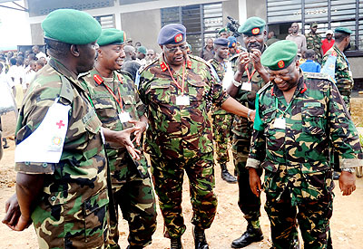 Military officers from the EAC member States on a joint training exercise in Rwanda last year. The New Times/ John Mbanda.