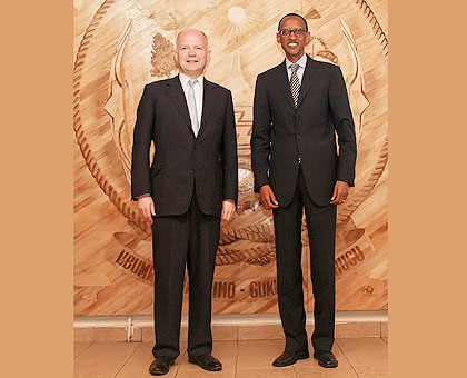President Kagame and William Hague after their meeting yesterday. The New Times/Village Urugwiro.