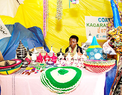 An exhibitor showcases her products at the Mini-expo in Gikondo yesterday.  The New Times/  Timothy Kisambira.