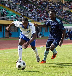 Rayon Sport striker Papy Kamanzi (left) scored in the 2-0 win over Police in the first round encounter, but Goran (right) is keen to make amends.  Sunday Sport / T. Kisambira.