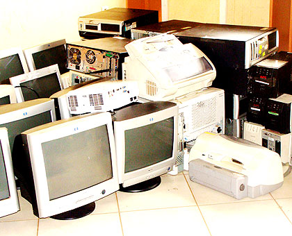 An assortment of old computers. The new policy will ensure their effective disposal.   The New Times/ Clement Uwiringiyimana