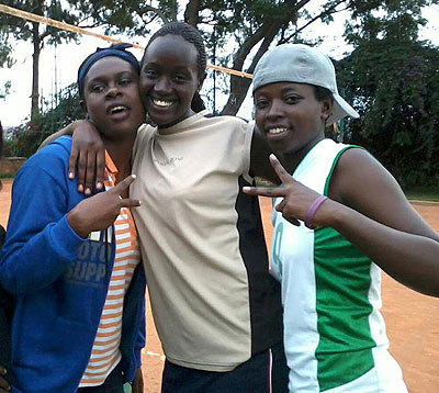 APR is relying on key players including; (L-R) Setter Yvette Igihozo, Grace Karigirwa and Angelique Uwibambe. Saturday Sport/P. Kamasa.