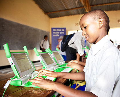 Pupils of Kimisagara Primary School in Kigali using laptops during a lesson. Rwanda is among top 10 African countries in ICT usage.  The New Times/ T. Kisambira.