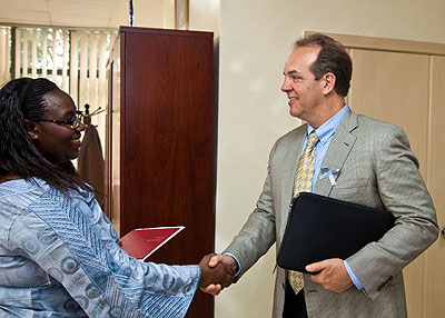 Mukantabana (L) and Wordsworth after the meeting. The New Times/Timothy Kisambira. 