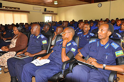 Senior police officers during the lecture. The New Times/ Courtesy.