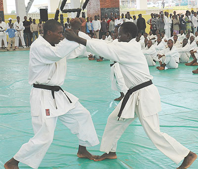 Karatekas during a past local competition. The New Times/Courtesy.