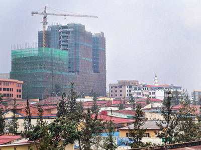 One of the prime office buildings under construction in the city centre. The New Times / File photo