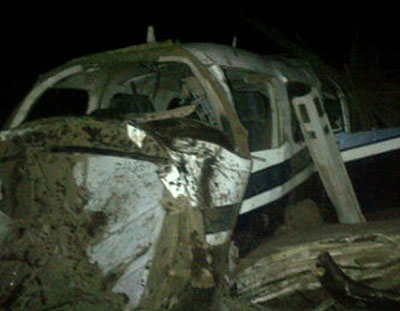 The plane, belonging to Quality Travel & Tours Limited of Arusha had one person on board. Net photo.