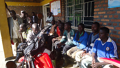 Some of the workers who camped at Kinyababa sector demanding for their wages.   The New Times/ J. Mbonyinshuti