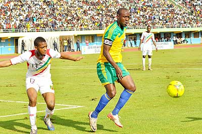 Amavubi skipper Olivier Karekezi (R) during a past match at Amahoro Stadium. He and his teamates have failed to deliver, leading to coach Michou2019s sacking .  The New Times /file. 