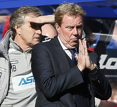Harry Redknapp finally threw in the towel and admitted that his beleaguered Queens Park Rangers side are doomed to relegation from the Premier League.  Net photo.