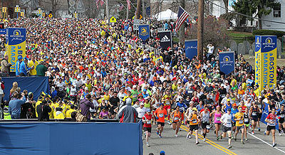 Participants in the Boston Marathon, it turned bloody after two bombs struck near the finish line. Net photo.  