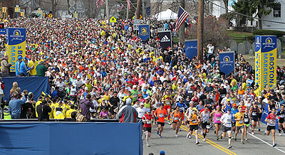 Participants in the Boston Marathon, it turned bloody after two bombs struck near the finish line. Net photo.  