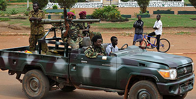 Armed Seleka rebels in Bangui.Net photo.
