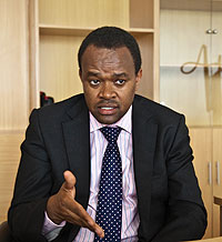 Dominic Kiarie Managing director of UAP Holdings talking to the press. The New Times/T. Kisambira.