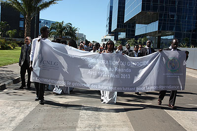 Rwandans in Madagascar take part in a Walk to Remember in Antananarivo at the weekend. The New Times/ Courtesy photo.