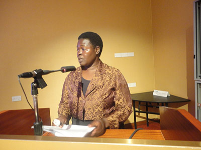 Munaaba addresses regional journalists in Kampala on Tuesday. The New Times/ JP Bucyensenge.